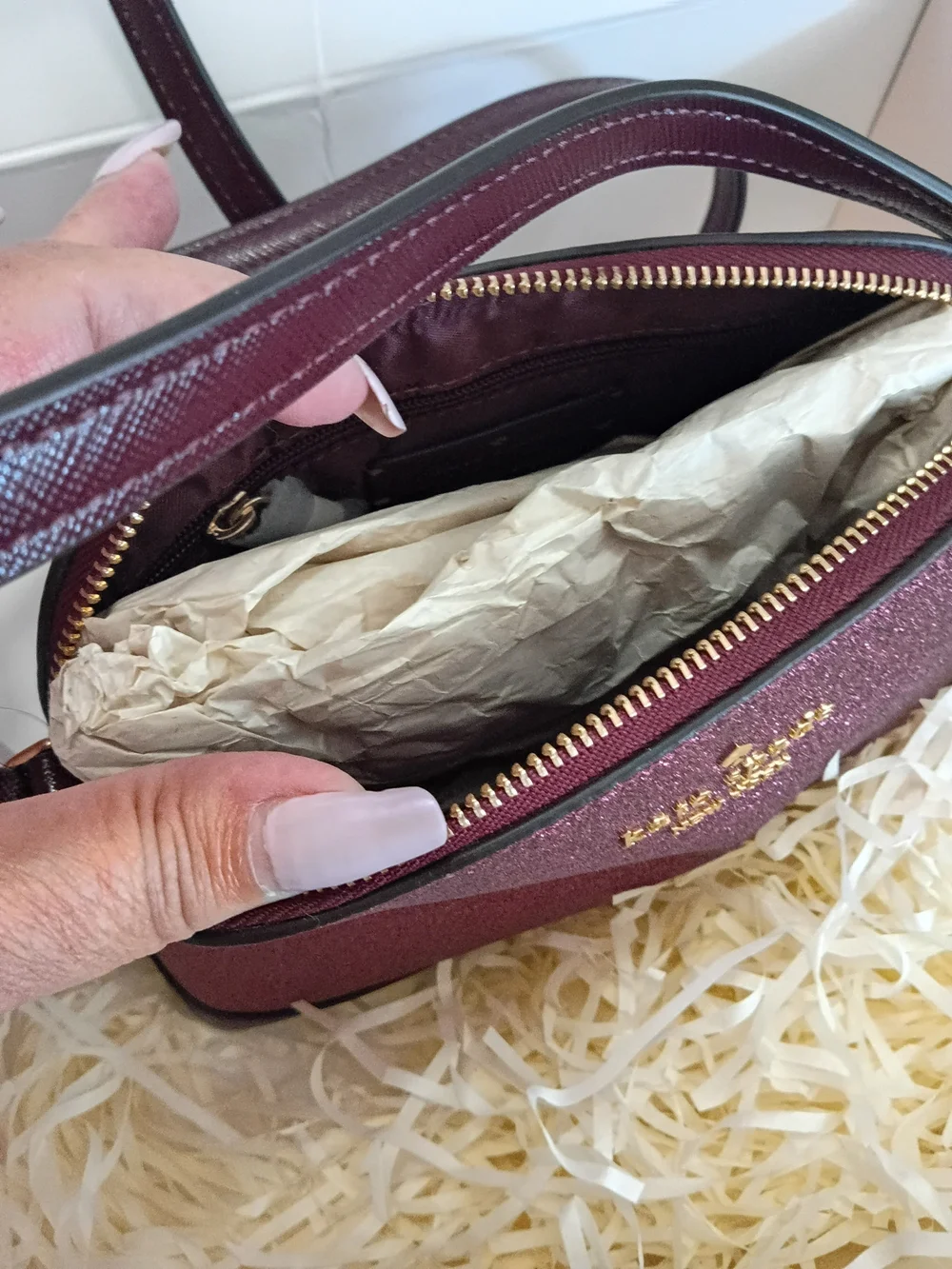 kate spade Glitter Dome Crossbody Bag in Berry Nwt